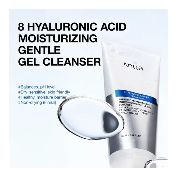 8 Hyaluronic Acid Moisturizng Gentle Gel Cleanser 150ml by Anua — wholesale Dubai